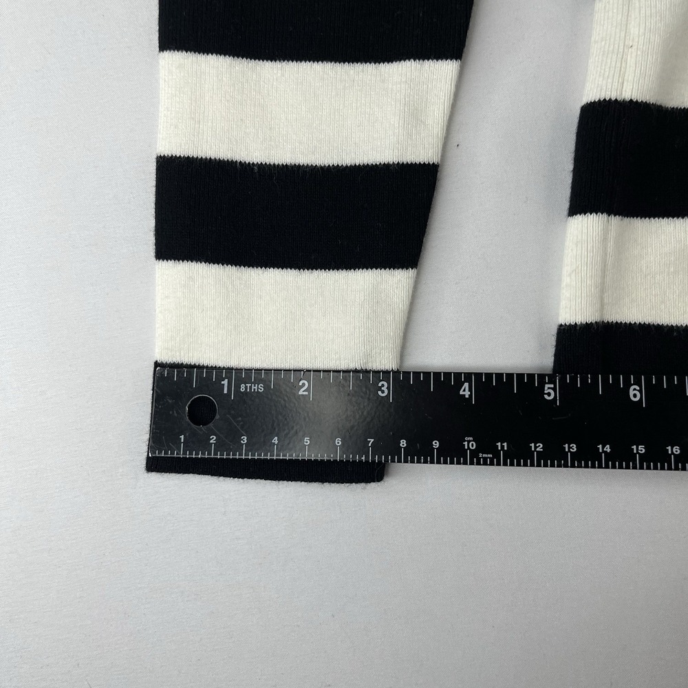 Banana Republic Women Small Black White Striped Peplum Knit Sweater Long Sleeve - Picture 10 of 16